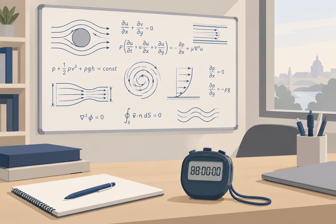 Tableau blanc d'équations et chronomètre affichant quatre-vingt-huit heures sur un bureau.